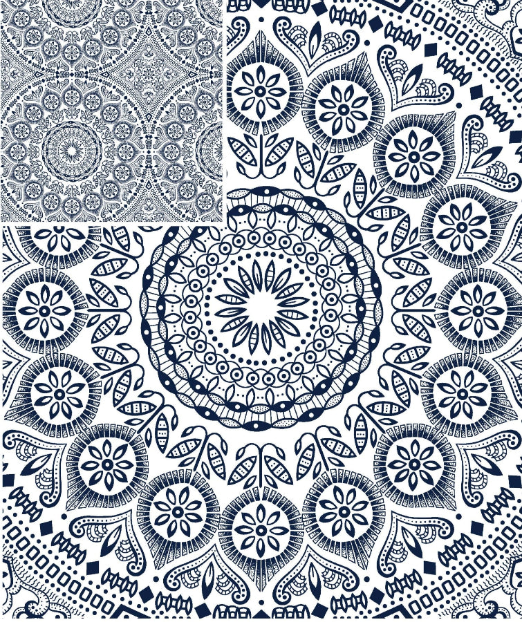 Original 3 Cats Fabric C/W99 Blue & White 90cm