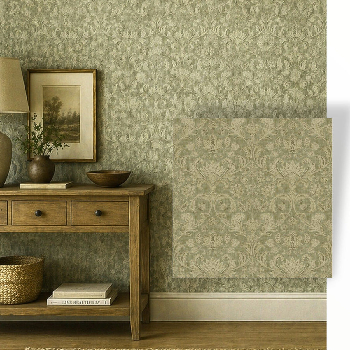 Meridian Greige Wallpaper Roll 0.53m x 10.0m.