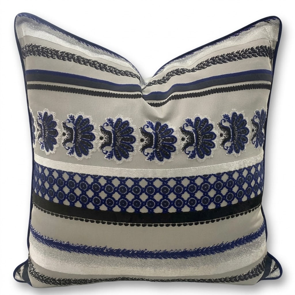 Assorted Scatter Cushions Border Stripe Blue 60x60 cm.