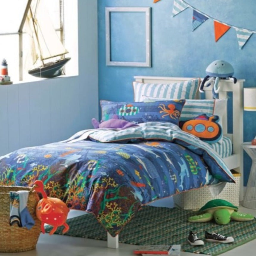 Linen House Duvet Cover Linen House Hiccups Deep Blue Sea Duvet Cover Set (7292620800089)