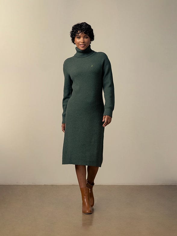 Polo Dress Xs Polo Women Olivia Long Sleeve Roll Neck Knit Dress Forest Green