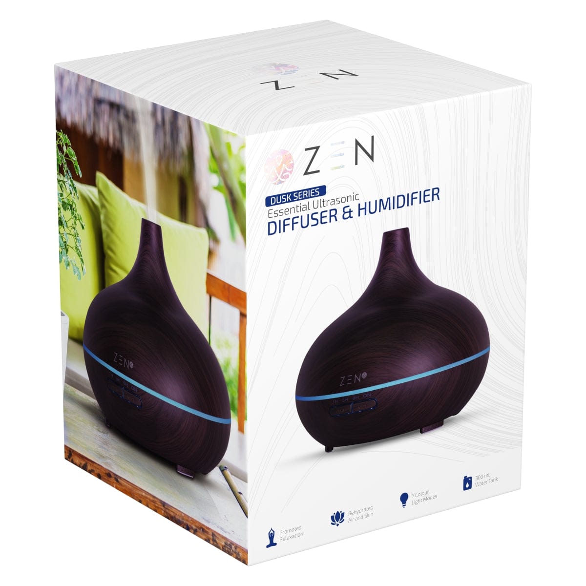 Zen Humidifier Zen Eos Series Ultrasonic Diffuser Dark Wood ZN-60011-DW (7301230329945)