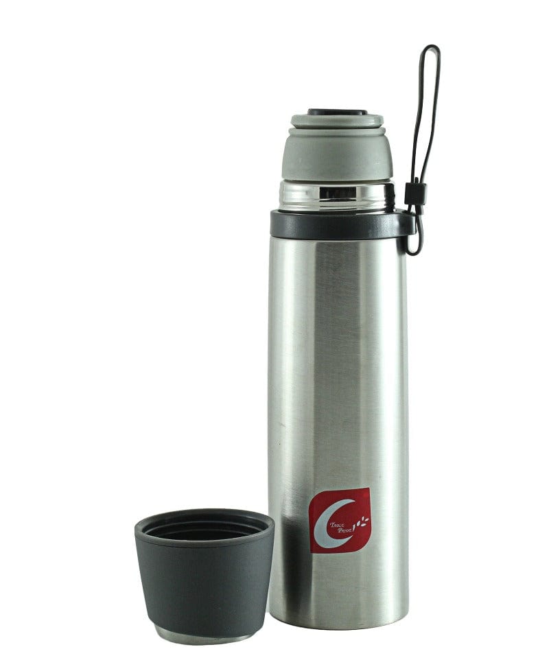 Stainless Steel FLASK BOTTLE Hot & Cold Vacuum Insulated Strapped Sports Flask -500ML SQB500 (6576849748057)