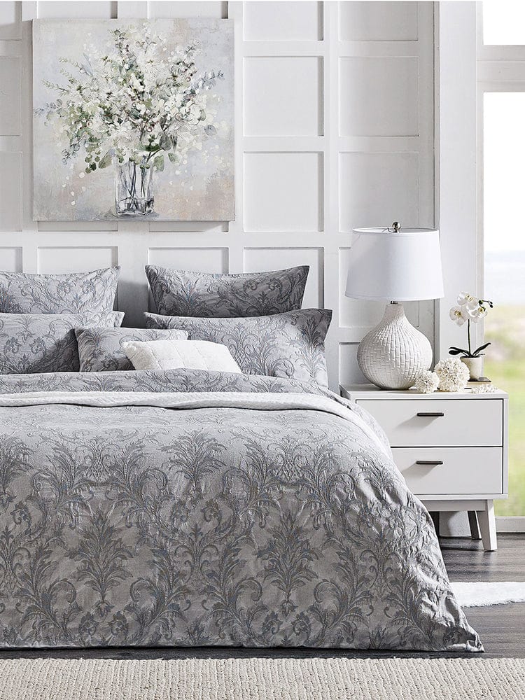 Linen House Duvet Cover Queen Linen House Henrietta Silver Duvet Cover Set (4670277550169)