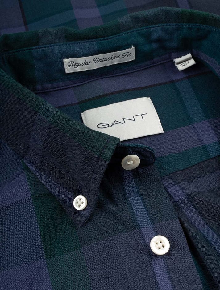 Gant Shirts Regular Fit Garment Dyed Check Shirt Dusty Navy
