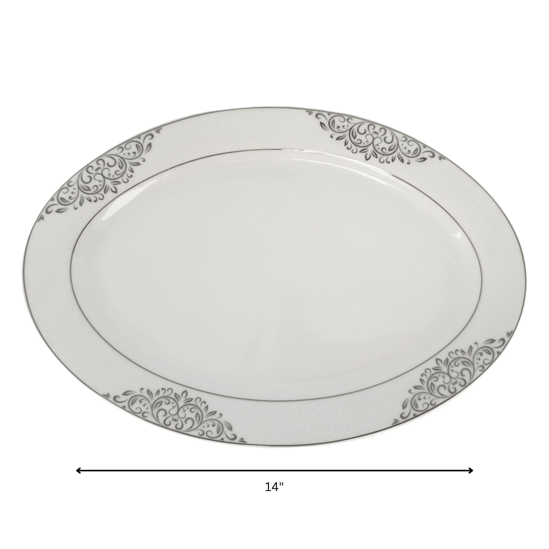 Royal Series Dinner Plate Silver Flower Pattern Dinner Set 47 Piece SGN1423 (7487963889753)