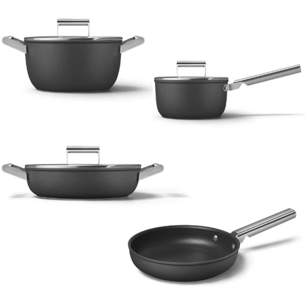 smeg FRYING PAN Smeg 7 Piece Cookware Set Black
