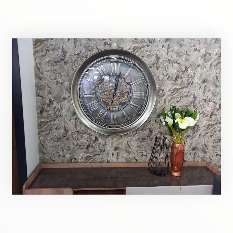 FOUR CORNERS HOME Wall Clocks Home CLO12 Big Round Antique Brass Clock 1010x1010x140mm (7896805834841)