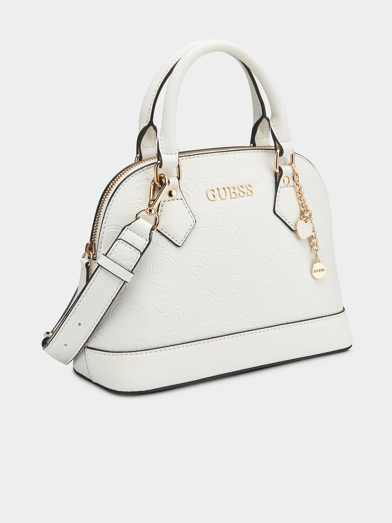 Guess Ladies Handbags Guess White Lexy Crossbody Top Zip Handbag