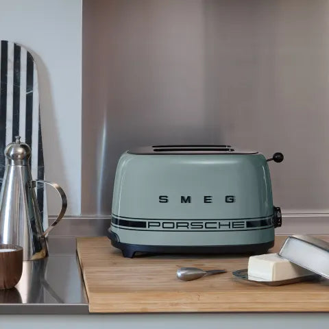 Smeg Porsche x Retro Style 2-Slice Toaster, 950W Shade Green TSF01PSGEU.