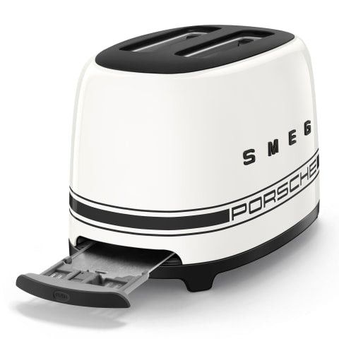 Smeg Porsche x Retro Style 2-Slice Toaster, 950W Carrara White TSF01PCWEU.