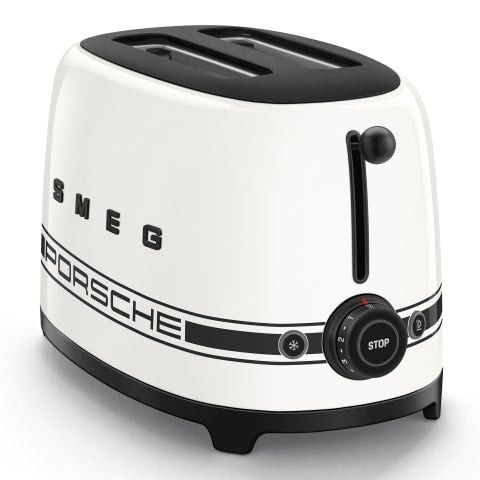 Smeg Porsche x Retro Style 2-Slice Toaster, 950W Carrara White TSF01PCWEU.