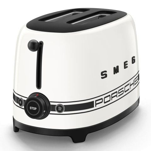 Smeg Porsche x Retro Style 2-Slice Toaster, 950W Carrara White TSF01PCWEU.