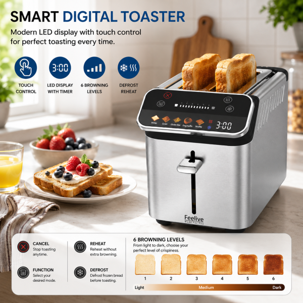 Feelive 2 Slice Smart Digital Toaster KST087