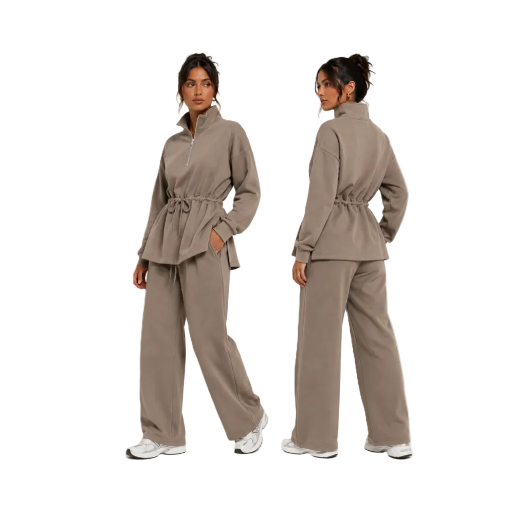 Cocoloco Ladies 1/4 Zip Jordan Polo Suit-Taupe TKSU009