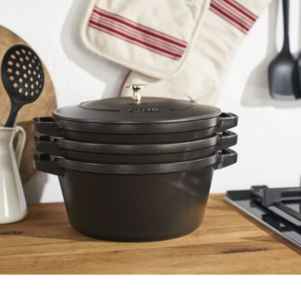 Staub Cast Iron Stackable Cookware Set 4 Piece Black STB14582423.
