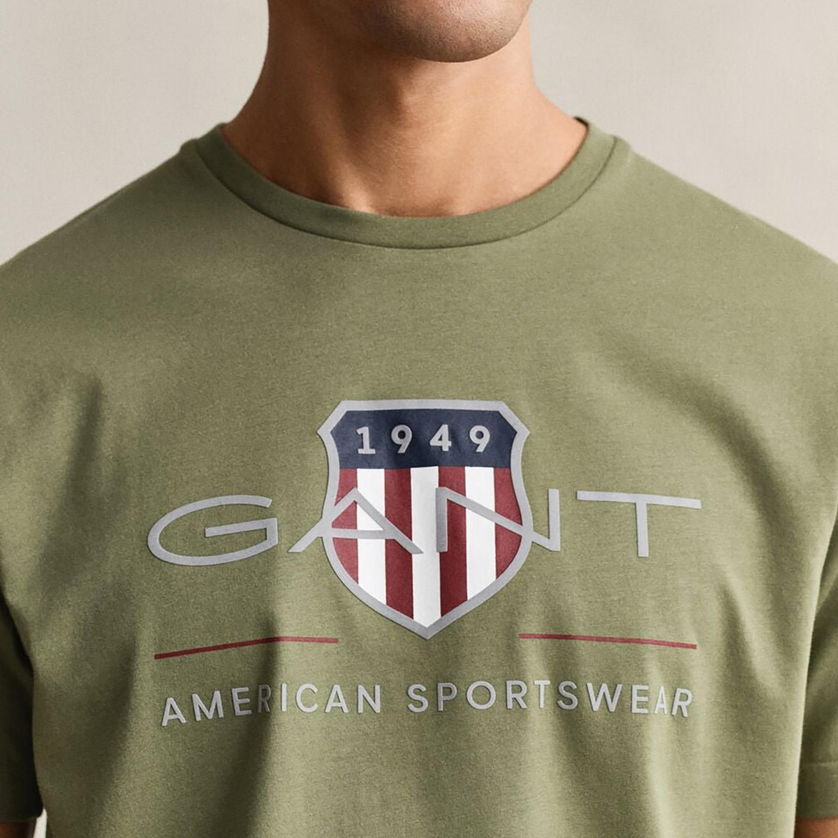 Gant Men's Archive Shield Regular Fit SS Crew Neck Men's T-Shirt-Olive Green 2003199