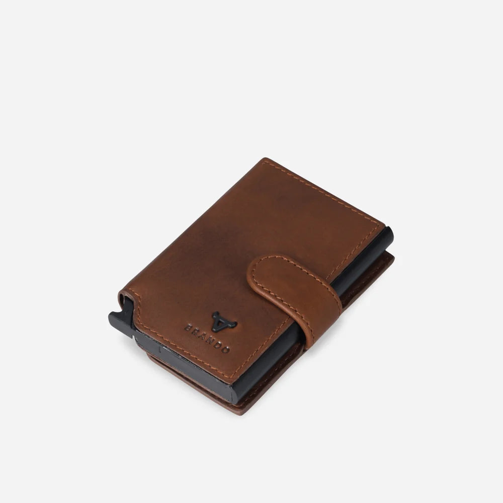 Brando James Detailed Metal Card Holder-Brown 2006JAMBRN.