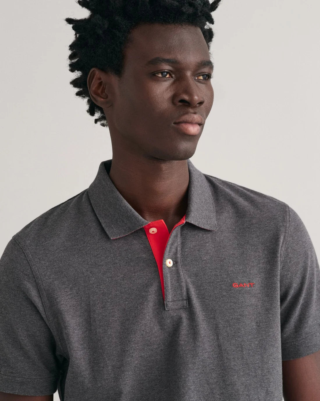 Gant Men's Contrast Piqué Short Sleeve Subtle Stretch Poloshirt-Antracit Melange 356033