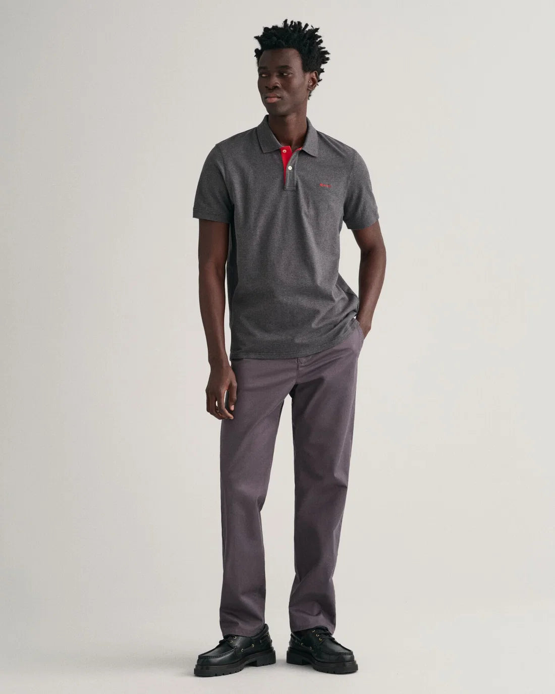 Gant Men's Contrast Piqué Short Sleeve Subtle Stretch Poloshirt-Antracit Melange 356033