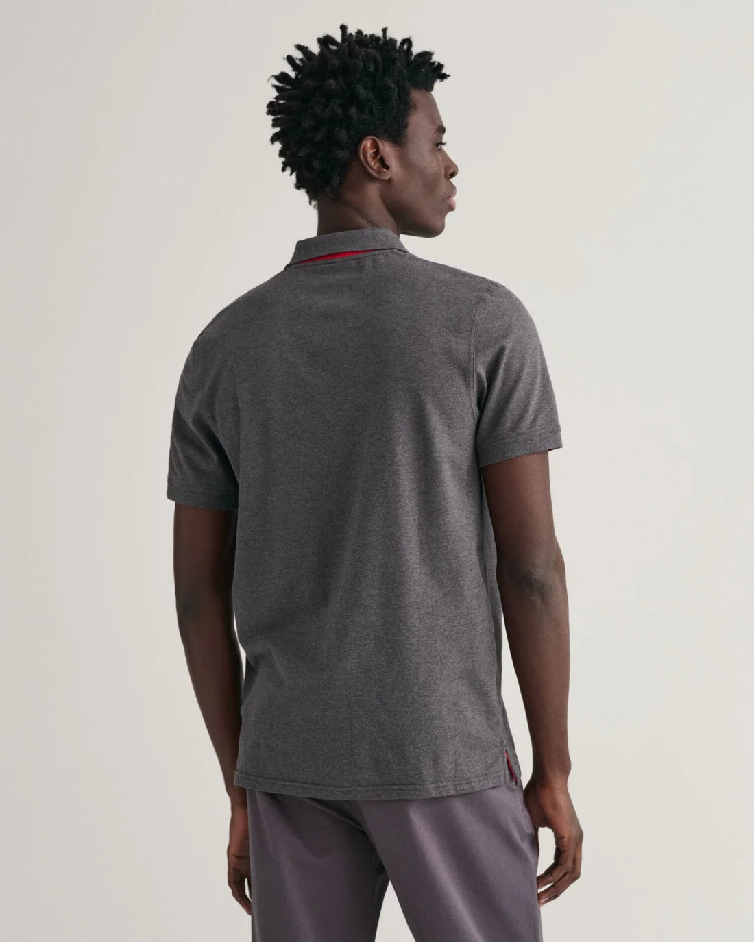 Gant Men's Contrast Piqué Short Sleeve Subtle Stretch Poloshirt-Antracit Melange 356033