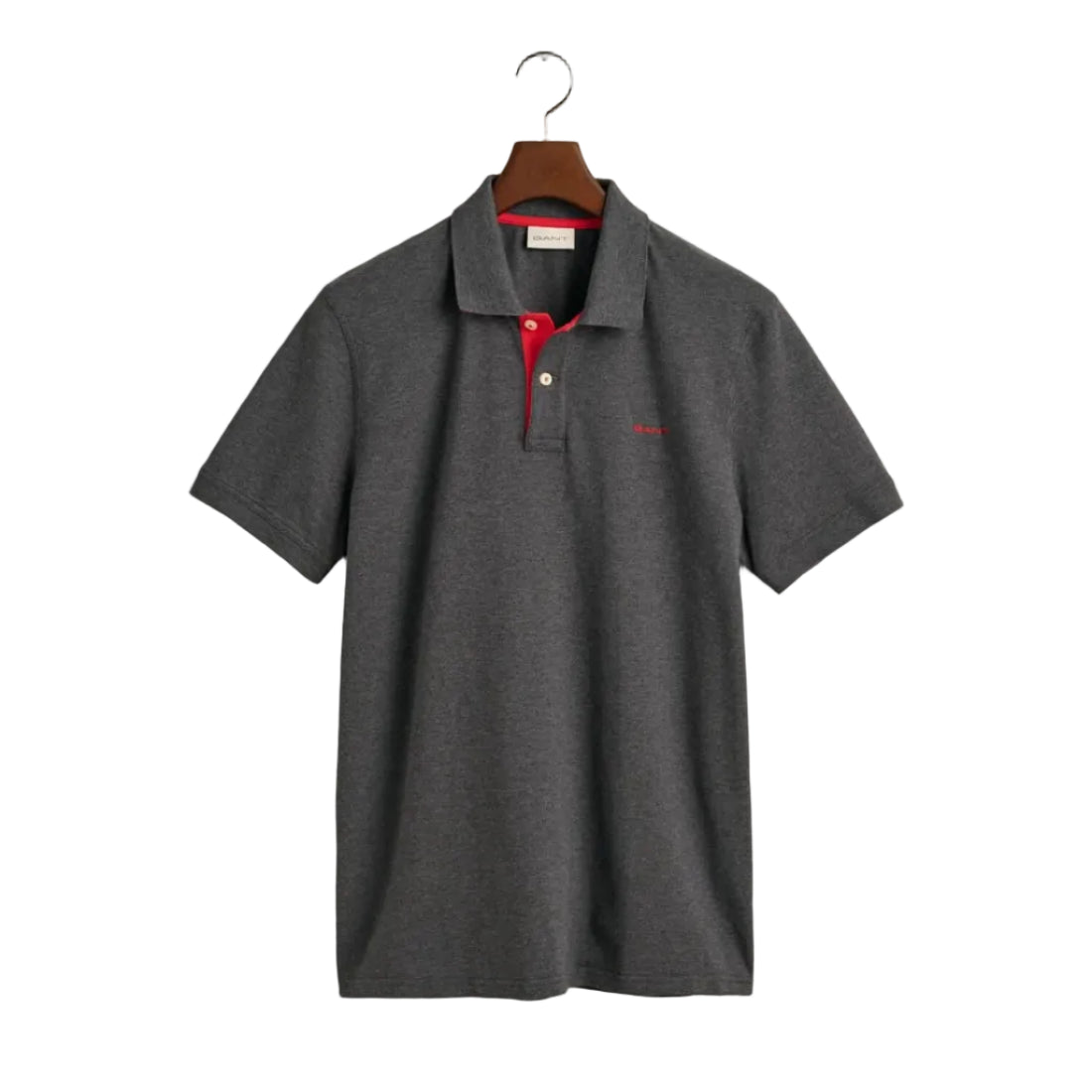 Gant Men's Contrast Piqué Short Sleeve Subtle Stretch Poloshirt-Antracit Melange 356033