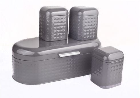 Continental Homeware CANISTER Continental Homeware Diamond Bread Bin with 3Pcs Canisters Grey Price CH859 (7305519628377)