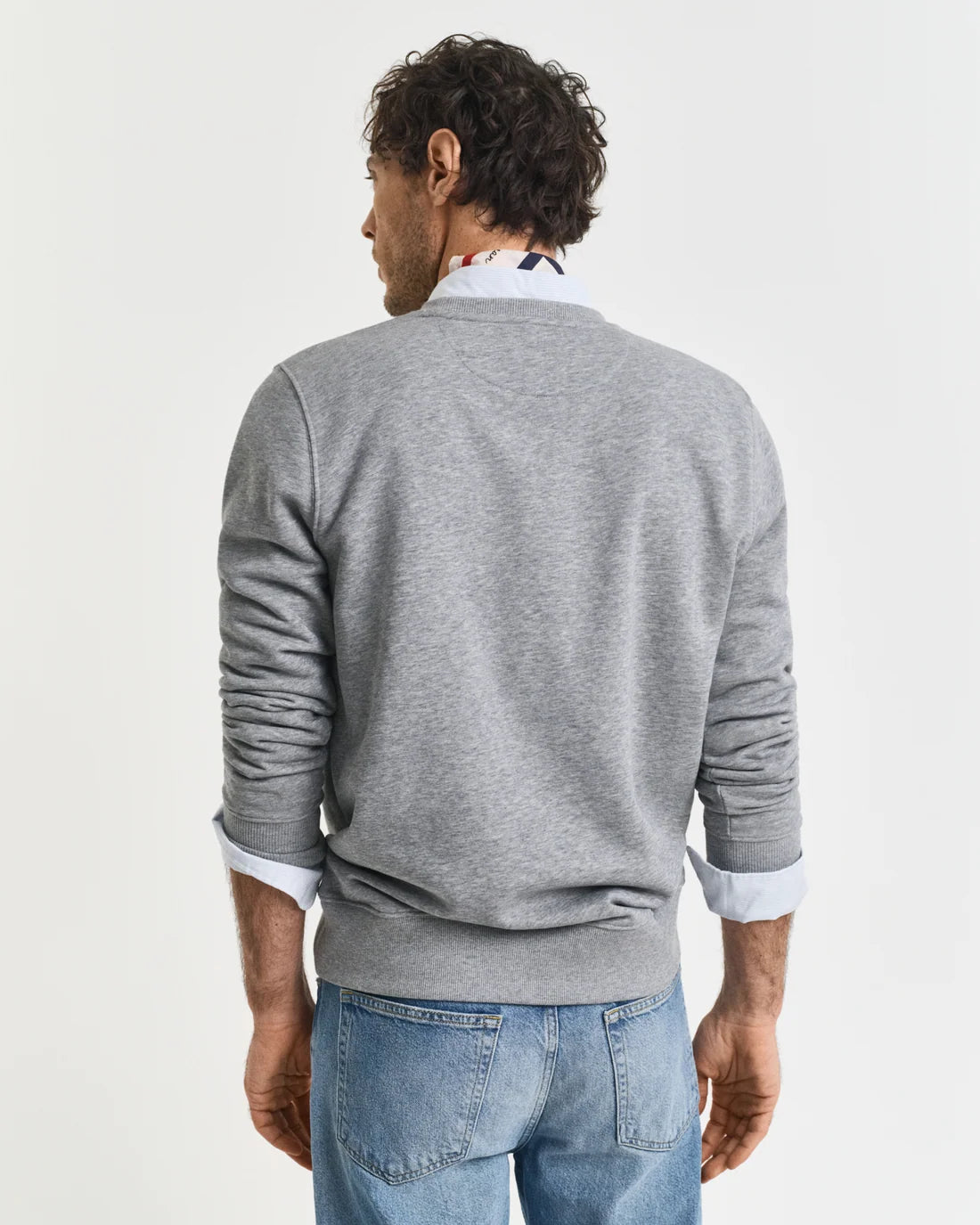Gant Mens Regular Shield C-Neck Sweater- Melange Grey 2006065