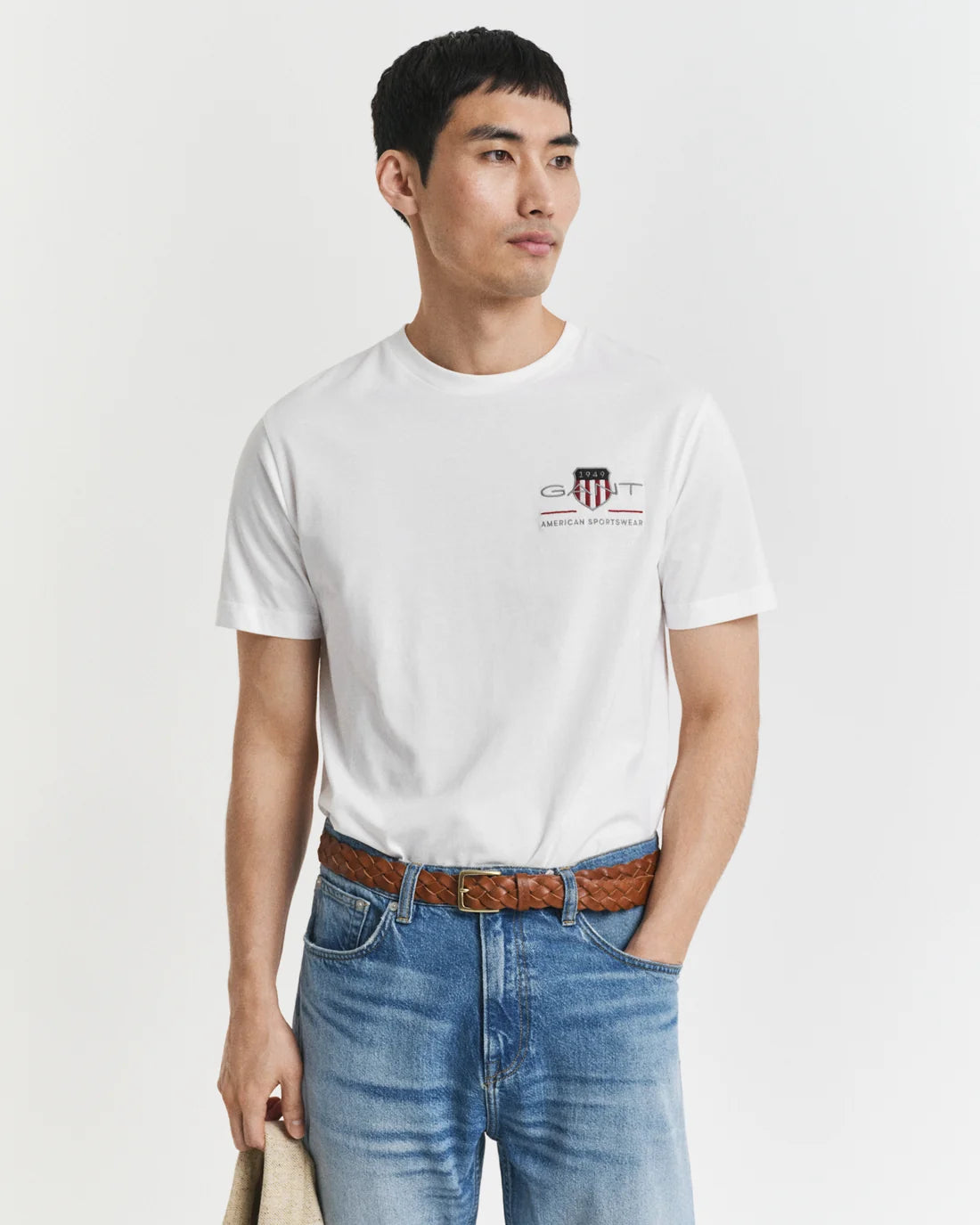 Gant Men's Reg Archive Shield Embroidered SS T-shirt-White 2067004