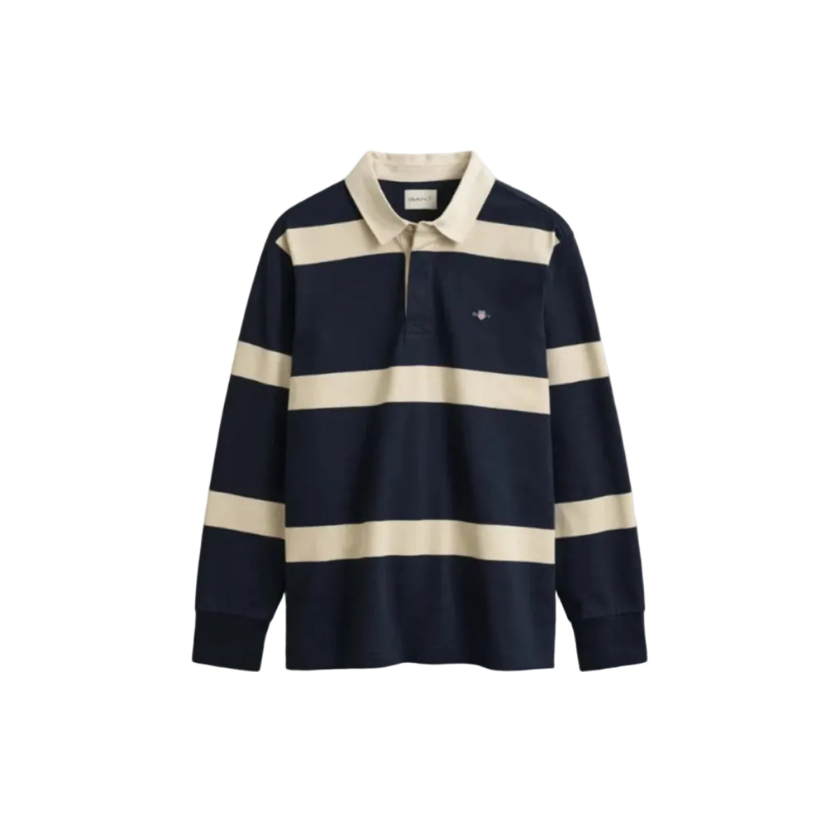 Gant Men's Cut and Sewn Striped Rugger-Evening Blue 2065102.