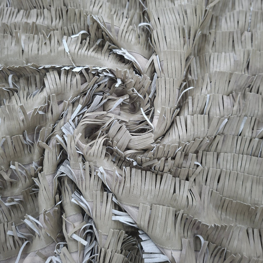 Tulle Embroidery+Leather Fringes