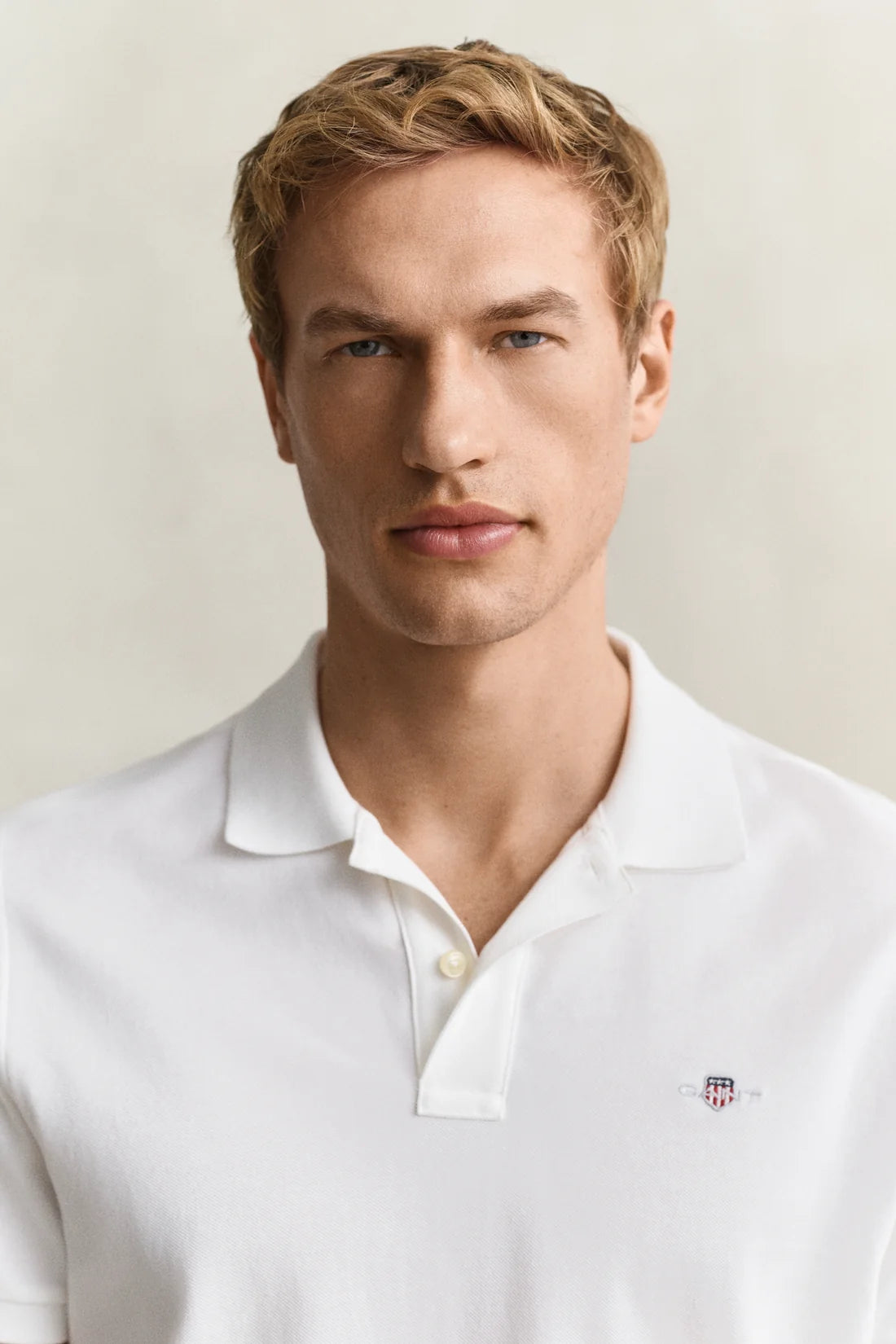 Gant Mens Short Sleeve Pique Golfer Regular Fit Shield-White 343783