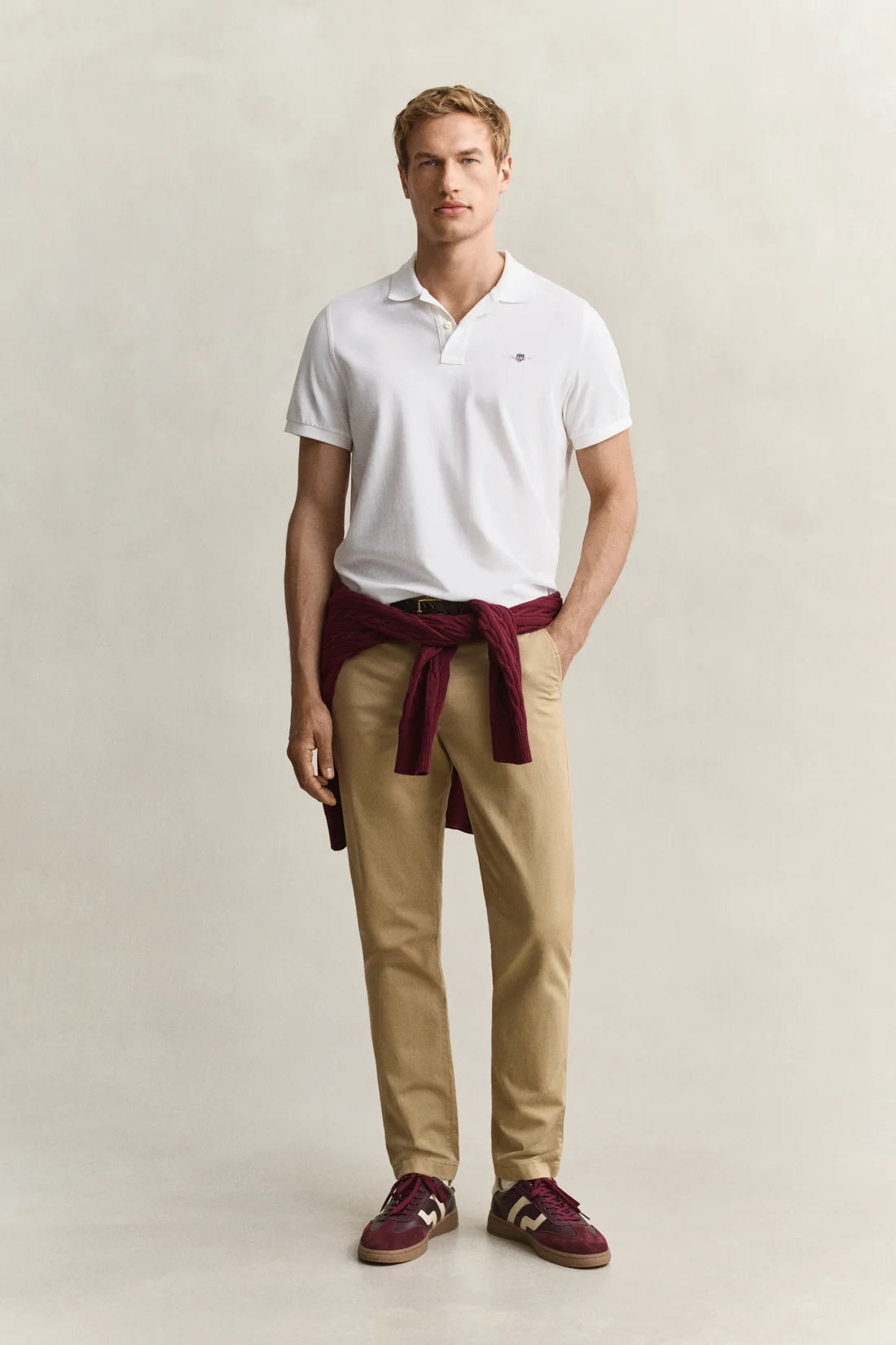 Gant Mens Short Sleeve Pique Golfer Regular Fit Shield-White 343783