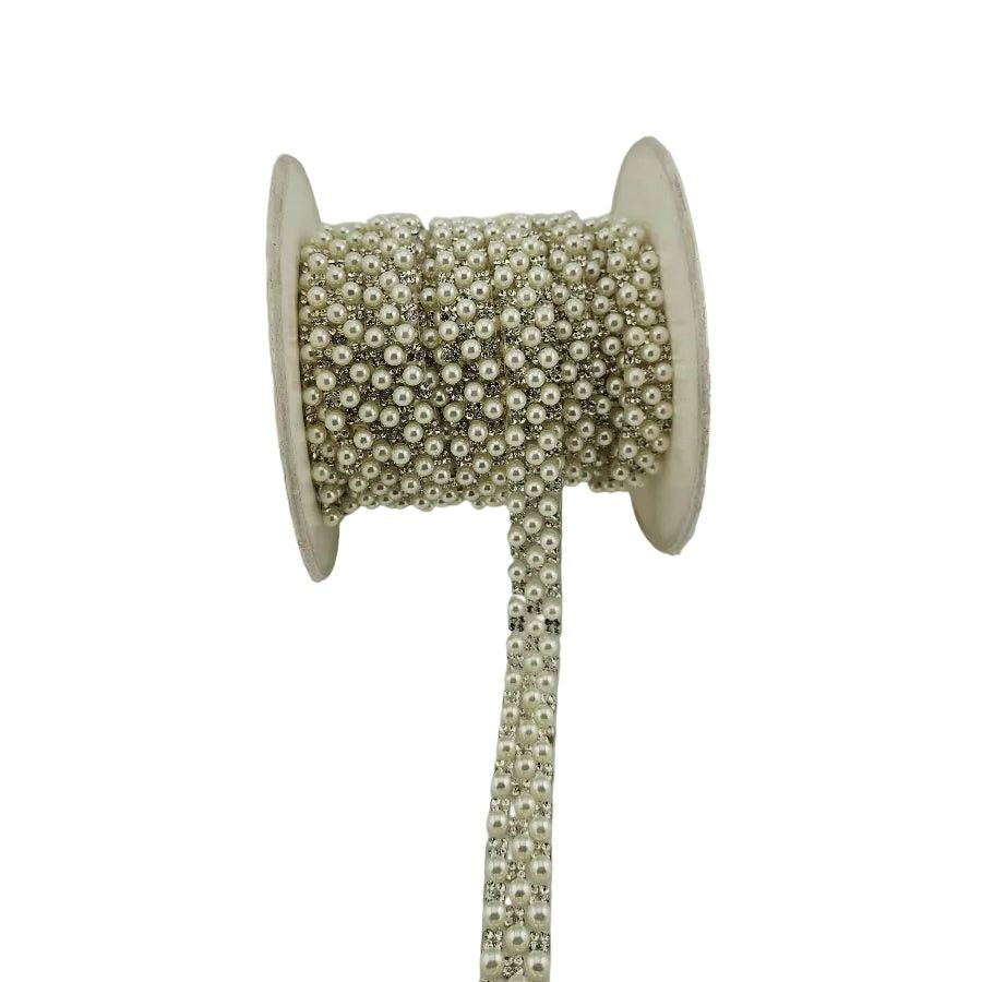 Pearl Iron On Diamante Trim.
