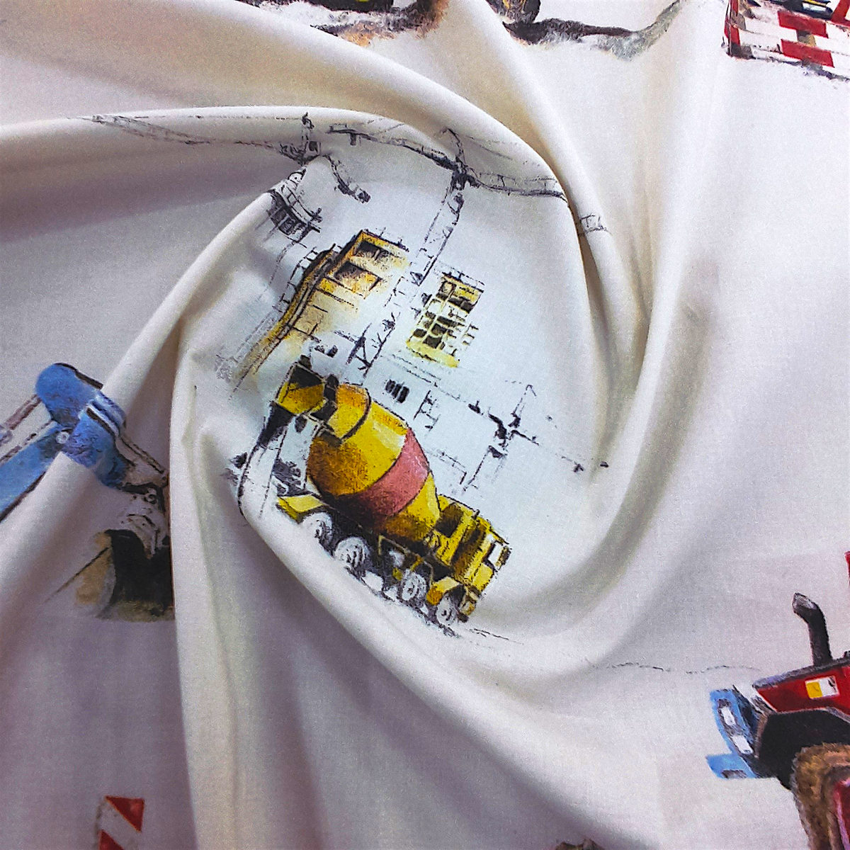 Cotton Kids Fabric Digging Print Cream 140 cm.