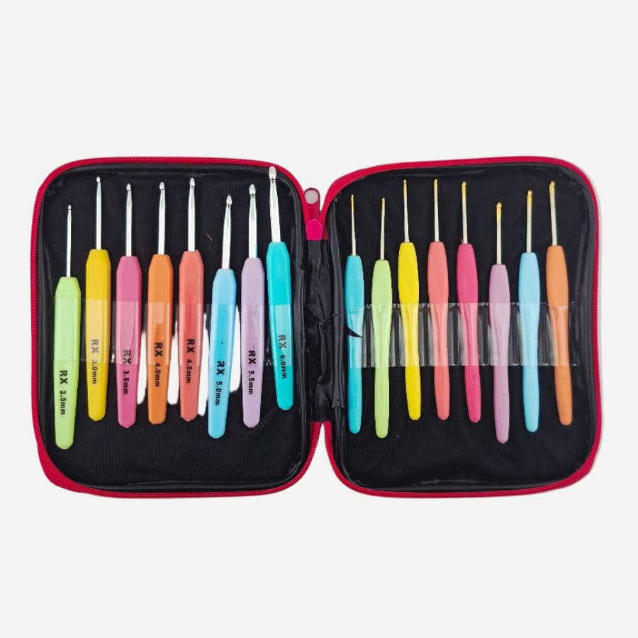 Allumin Plastic Grip Crochet Hook Full Set.