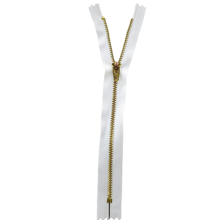 Ykk Metal Gold Closed End White.