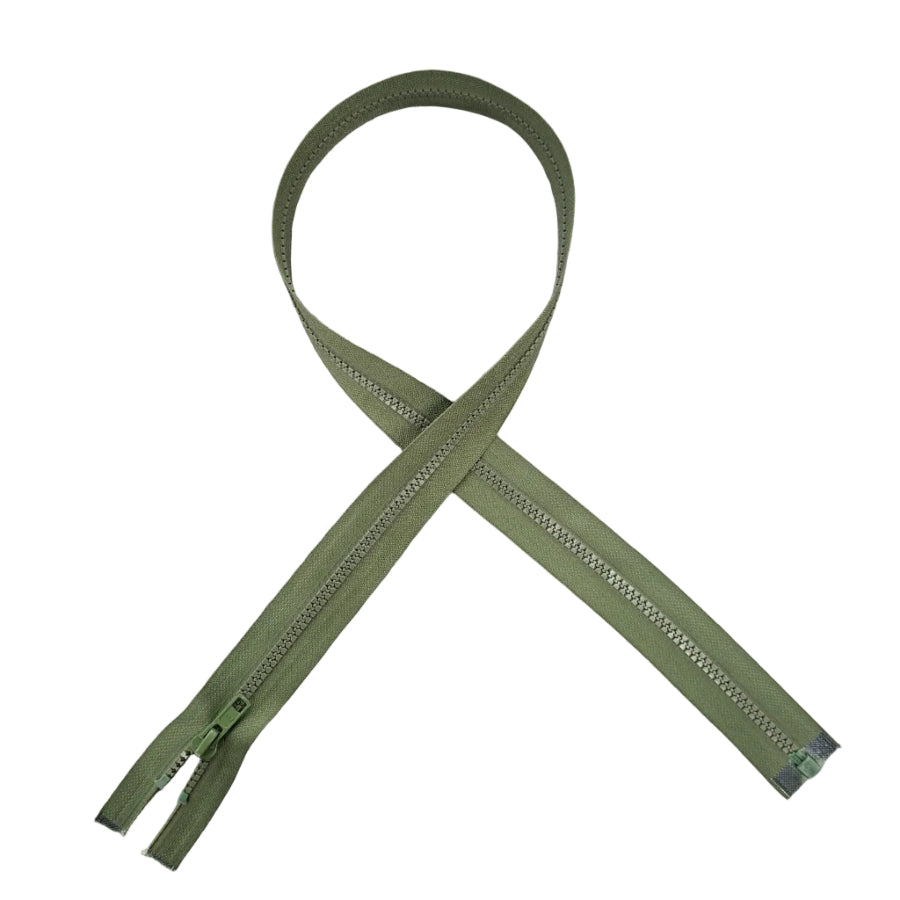 Chunky Open End Zip Olive.