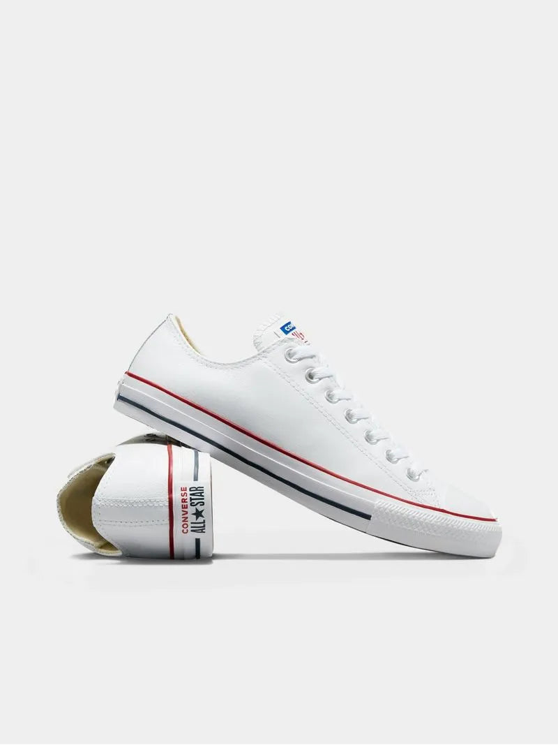 Converse Mens All Star Leather Low Sneakers-White 132173C