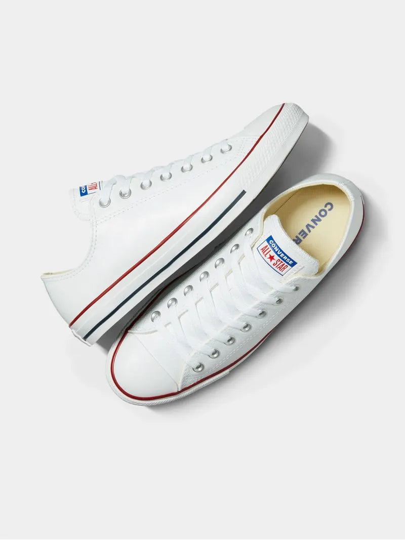 Converse Mens All Star Leather Low Sneakers-White 132173C