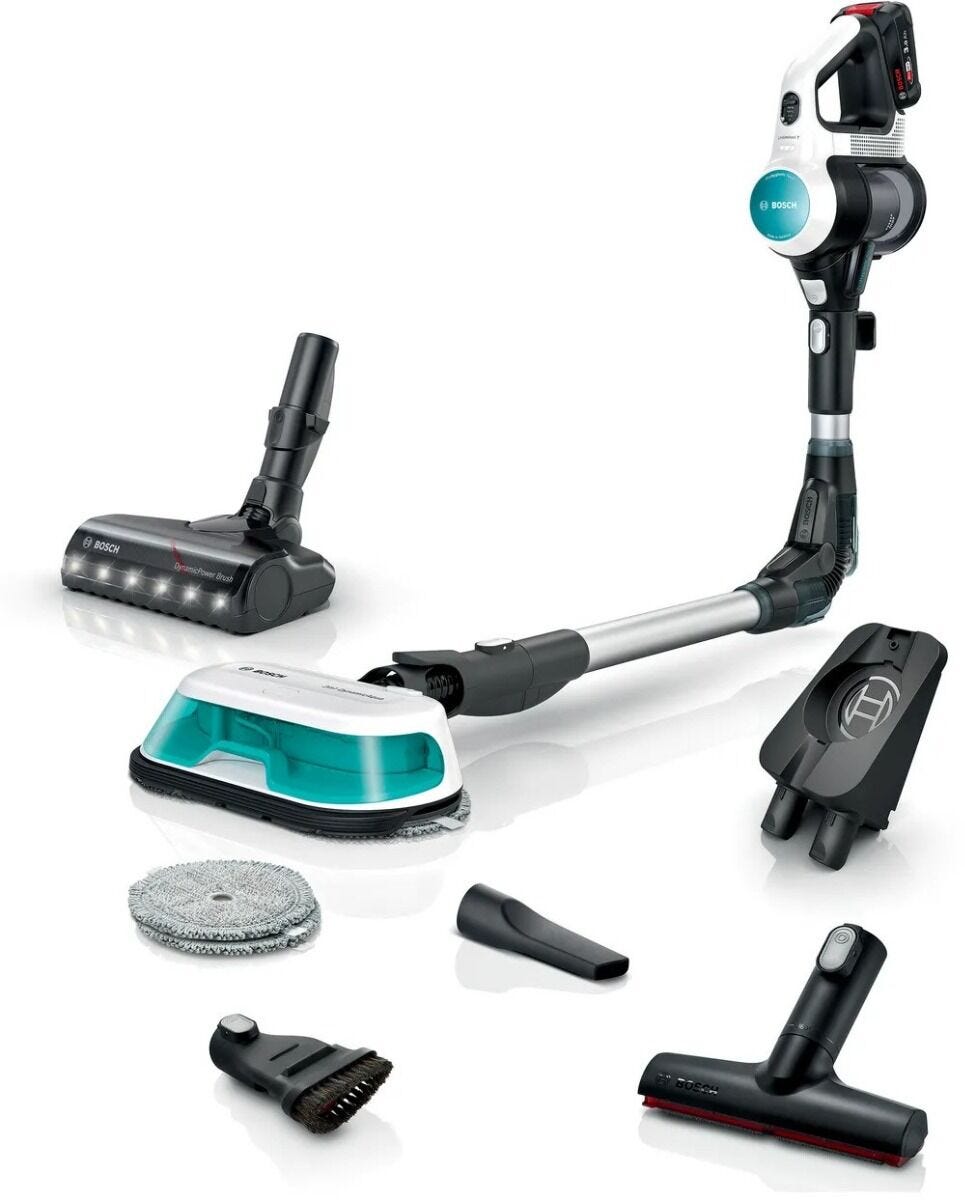 Bosch Rechargeable 2 in 1 Vacuum and Mop Unlimited 7 ProHygienic Aqua White BCS71HYG1