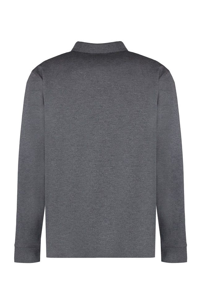Gant Mens Long Sleeve Golfer Contrast Collar Pique In Charcoal 2055003.