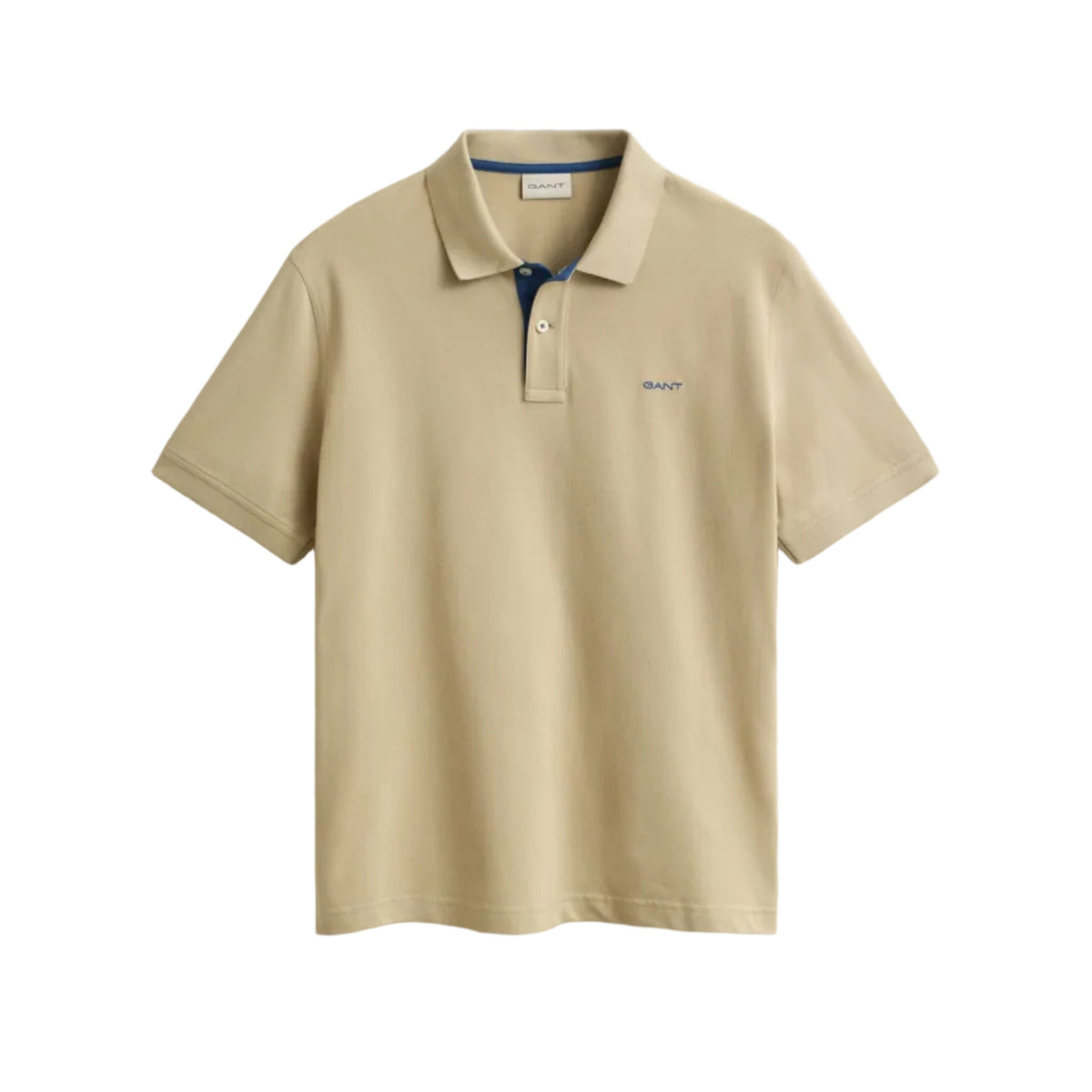 Gant Men's Contrast Piqué Short Sleeve Subtle Stretch Polo Shirt-Oat Beige 355891