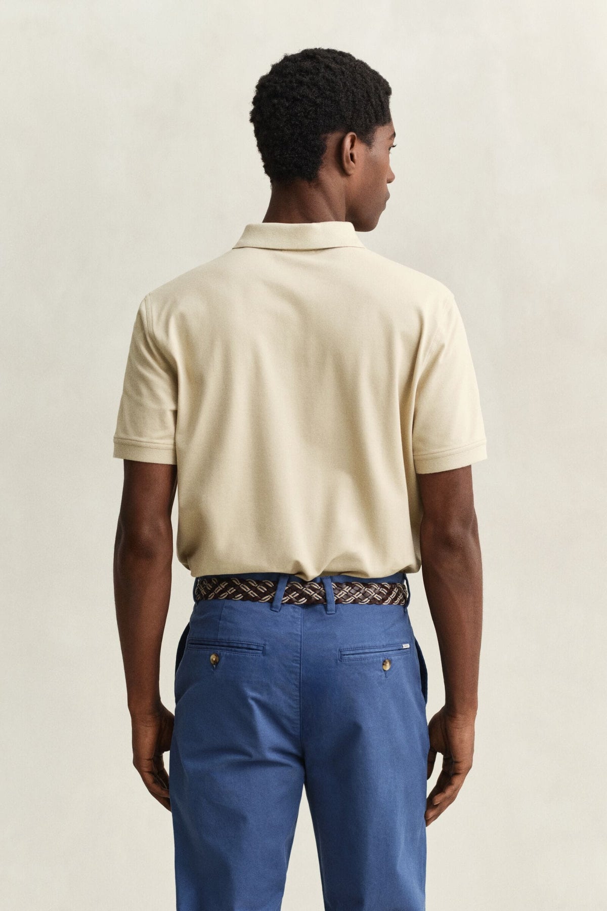 Gant Men's Contrast Piqué Short Sleeve Subtle Stretch Polo Shirt-Oat Beige 355891