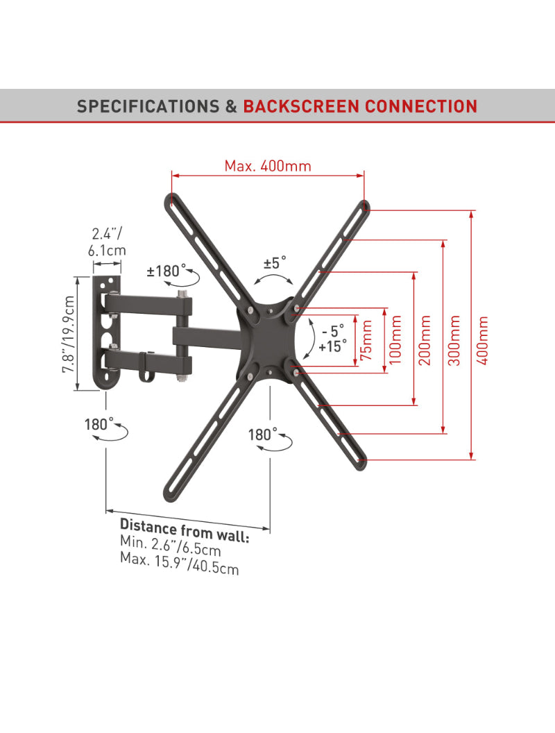 Barkan 13 - 65'' TV Bracket Full Motion - BRAE3433