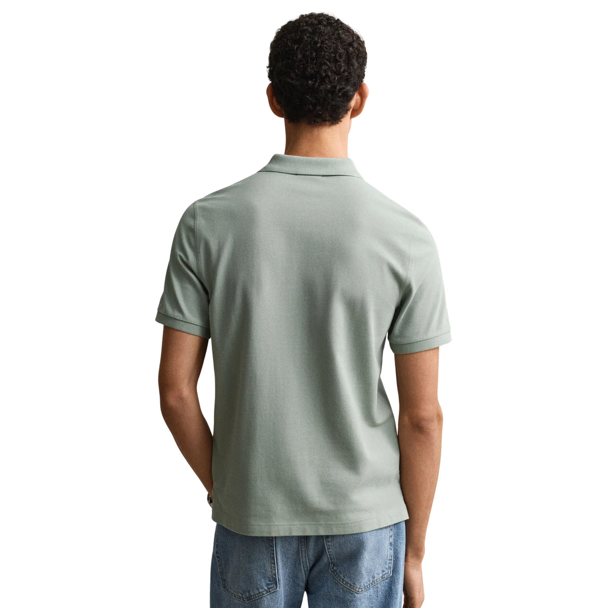 Gant Men's Contrast Piqué Short Sleeve Subtle Stretch Poloshirt-Ceramic Grey 357166