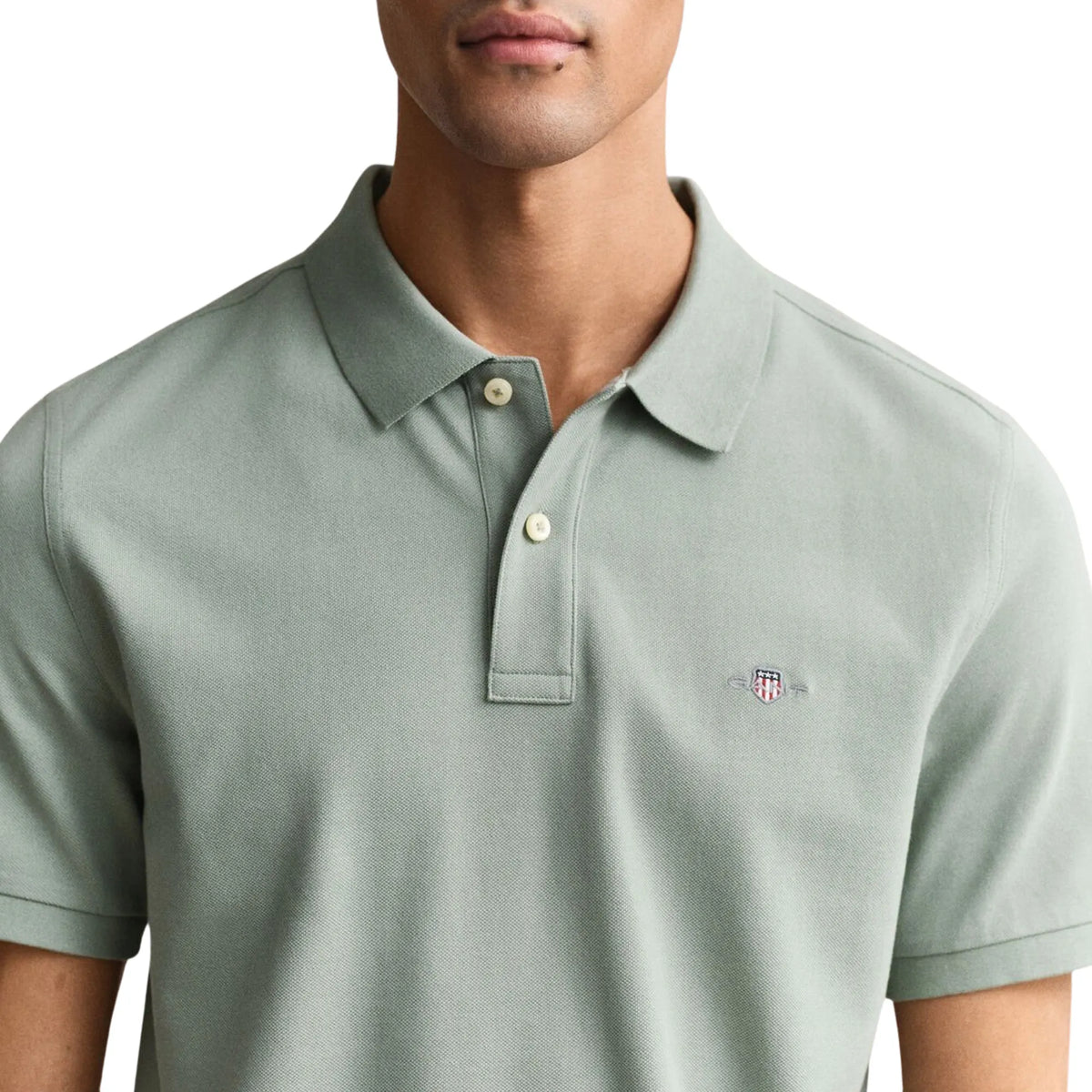 Gant Men's Contrast Piqué Short Sleeve Subtle Stretch Poloshirt-Ceramic Grey 357166