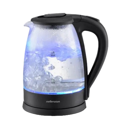 Mellerware Kettle 360 Degree Cordless Glass Black 1.8L 2200W Storm 22300BK