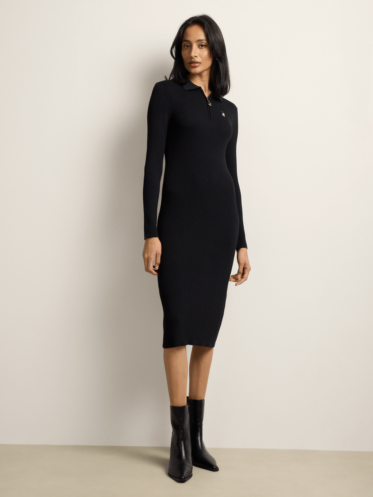Polo Women's Black Mairi Tencel Long Sleeve Shirt Dress.