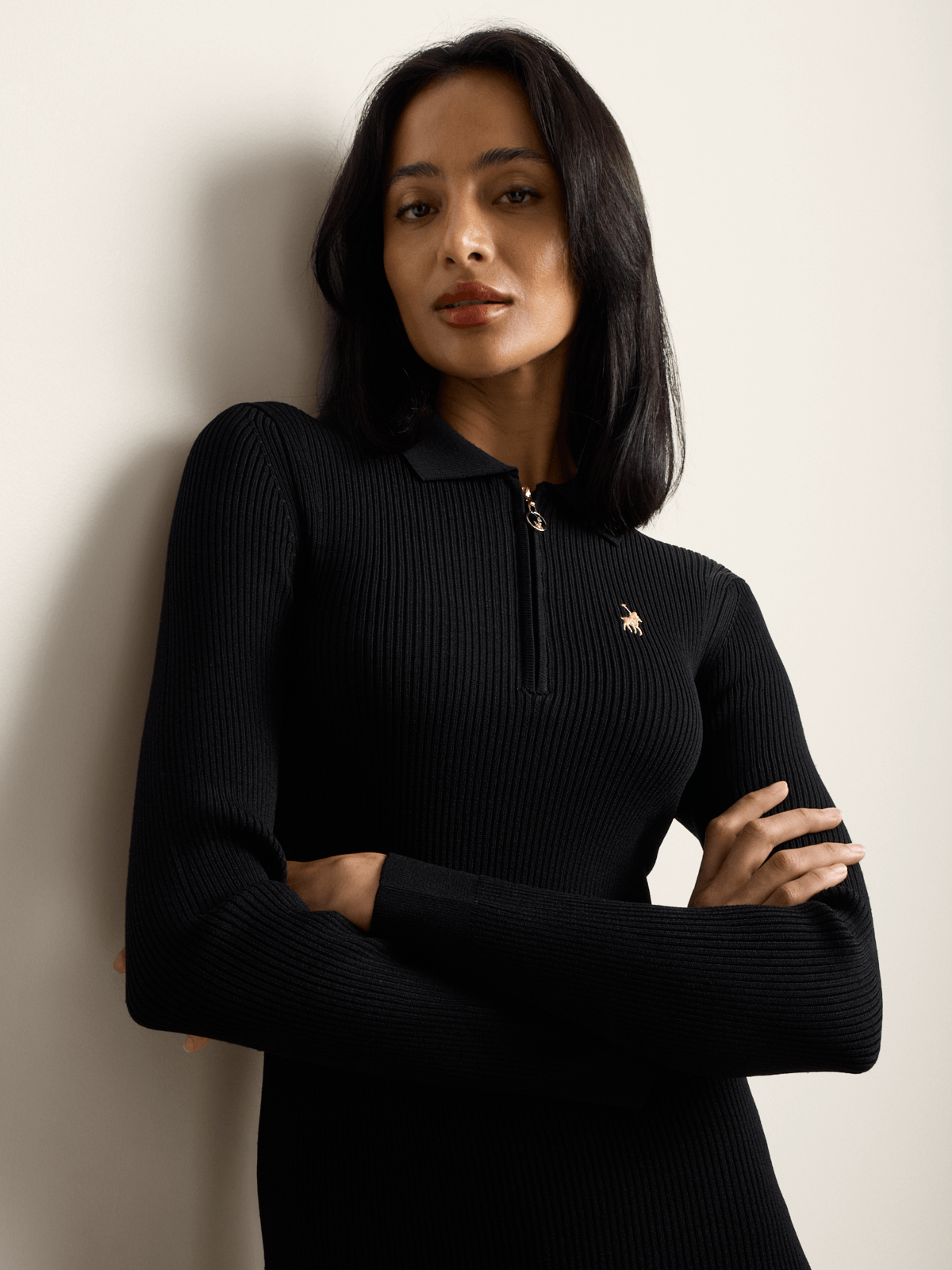 Polo Women's Black Mairi Tencel Long Sleeve Shirt Dress.